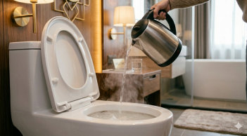 Vì sao phải đổ nước sôi vào bồn cầu ngay khi nhận phòng khách sạn?