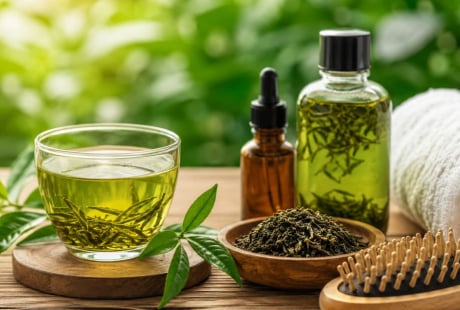 Cách dùng trà xanh đúng có thể hỗ trợ ngăn tóc bạc sớm, giảm rụng tóc và giúp tóc khỏe hơn