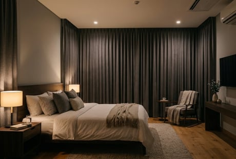Nhiều người thắc mắc: Vì sao khách sạn nào cũng lắp rèm hai lớp trong phòng?