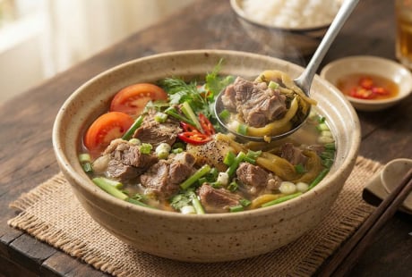 Cách nấu canh sườn bò dưa chua