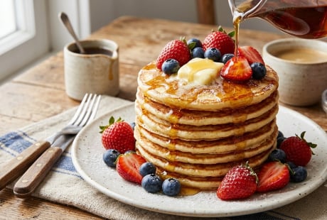 Chỉ vài nguyên liệu quen thuộc, làm bánh pancake mềm xốp thơm ngon khiến cả nhà ăn hết veo